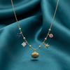 Coastal Charm Seashell & Crystal Snake Chain Necklace