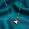 Puffy Heart Bead-Accented Snake Chain Necklace
