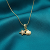 Dual Coastal Starfish & Seashell Charm Snake Chain Necklace