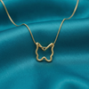 Plated Wire-Frame Open Butterfly Pendant Necklace on Snake Chain
