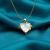 Gold Plated White Opal Heart Pendant Necklace