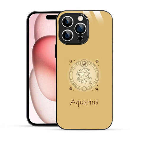 Bornstud Zodiac Aquarius printed Case for iPhone 15 Pro Max -Yellow - Bornstud