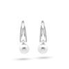 Minimalist Pearl Hook Earrings – Silver Tone