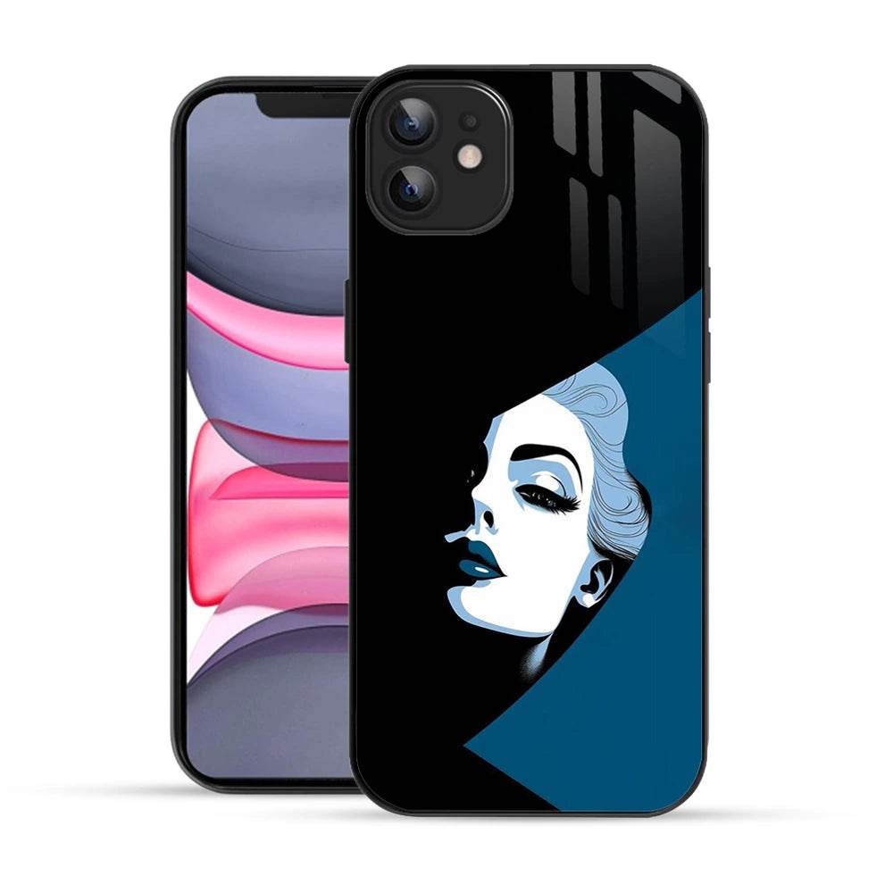 Bornstud 2D Glass ABSTRACT ART GIRL Design iPhone Back Cover – Elegant & Protective - Bornstud