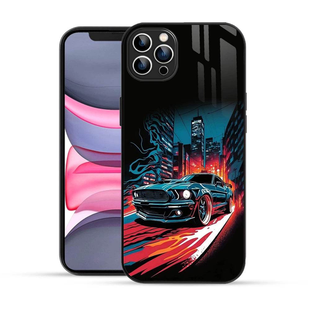 Bornstud 2D Glass Printed Car iPhone 12 Pro Back Cover - Stylish & Durable Case - Bornstud