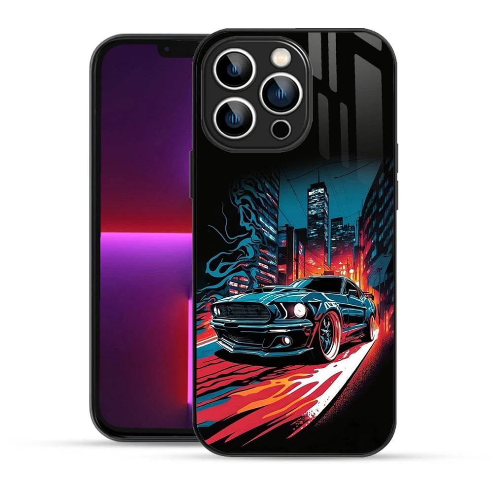 Bornstud 2D Glass Printed Car iPhone 13 Pro Back Cover - Stylish & Durable Case - Bornstud