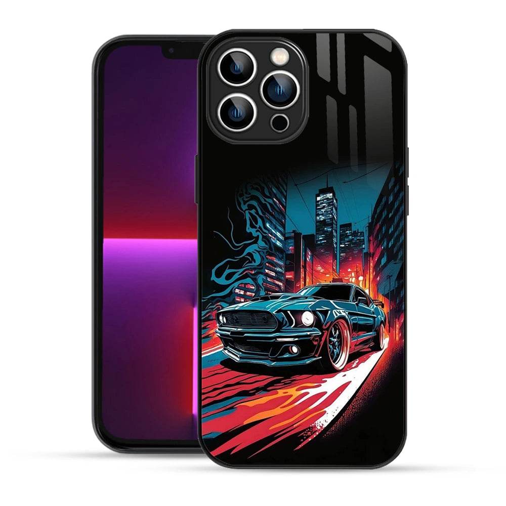 Bornstud 2D Glass Printed Car iPhone 13 Pro MAX Back Cover - Stylish & Durable Case - Bornstud