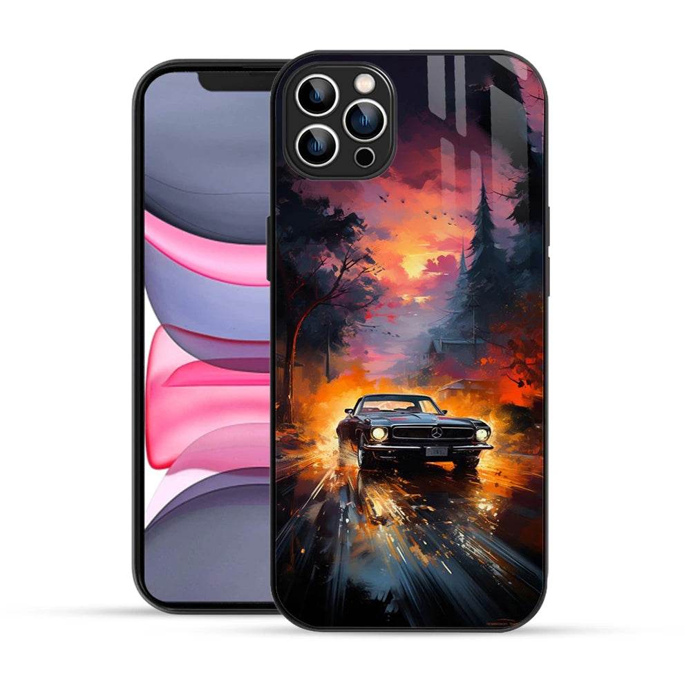 Bornstud 2D Glass Printed Car iPhone 12 Pro Back Cover - Sleek & Tough Mobile Case - Bornstud