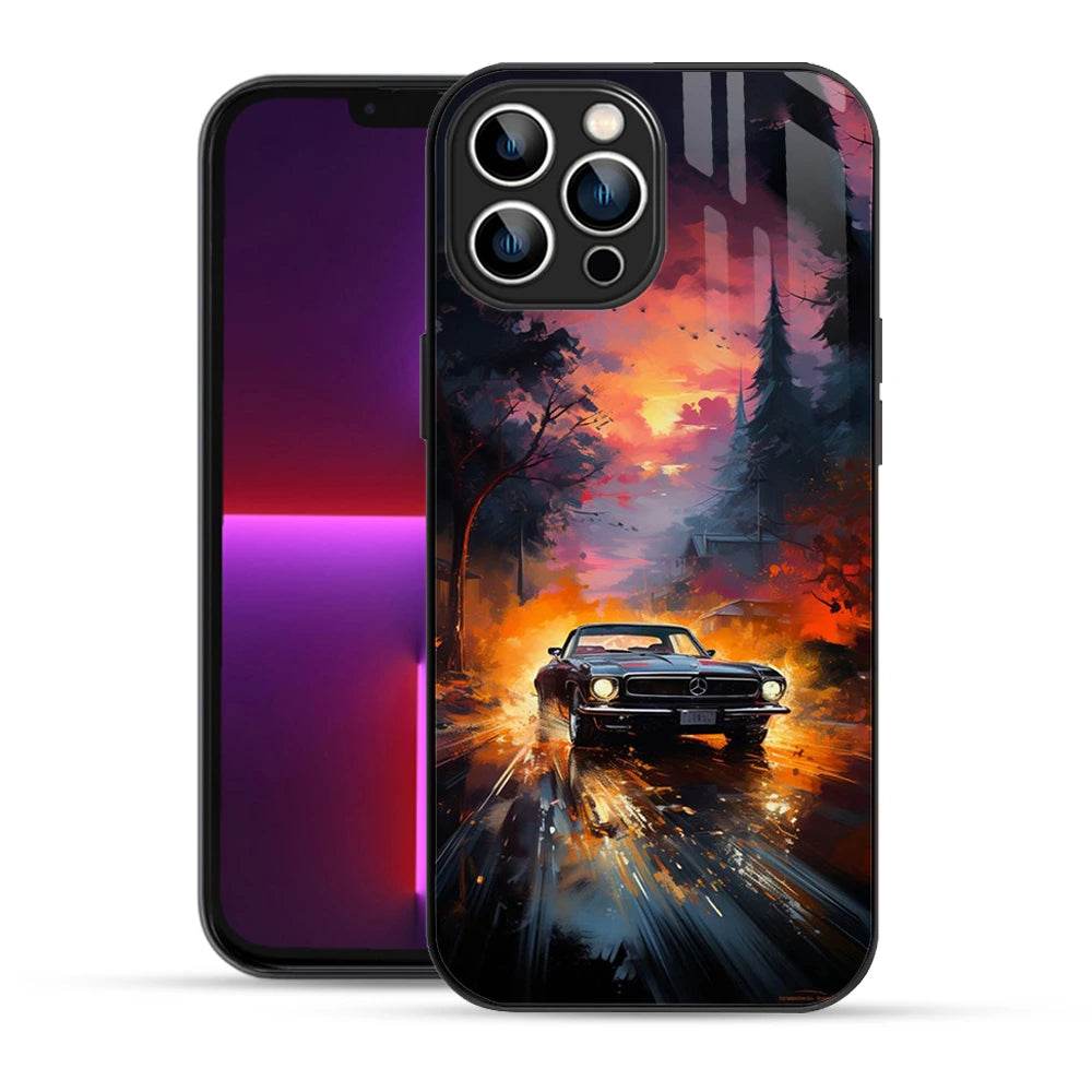 Bornstud 2D Glass Printed Car iPhone 13 Pro MAX Back Cover - Sleek & Tough Mobile Case - Bornstud