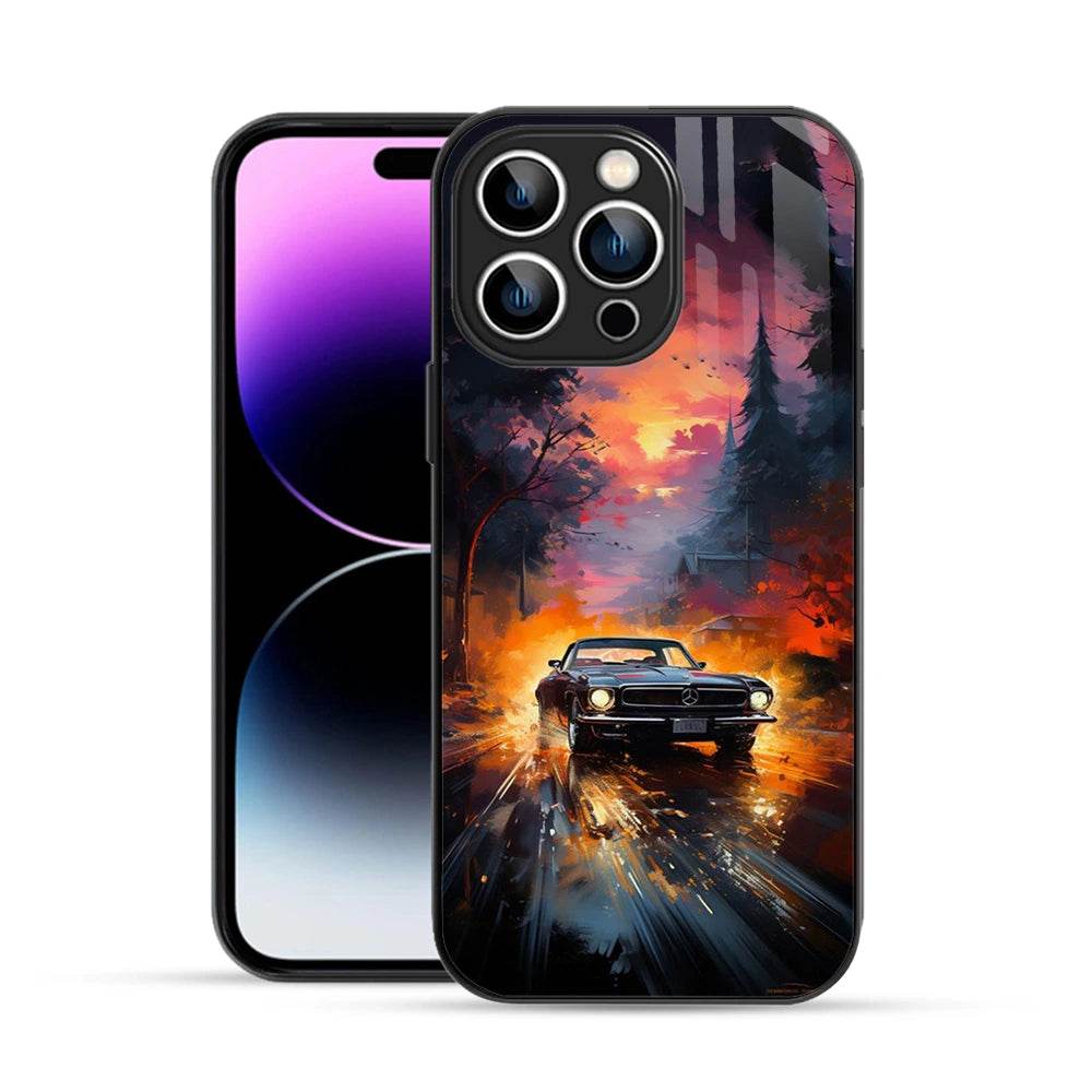 Bornstud 2D Glass Printed Car iPhone 14 Pro MAX Back Cover - Sleek & Tough Mobile Case - Bornstud