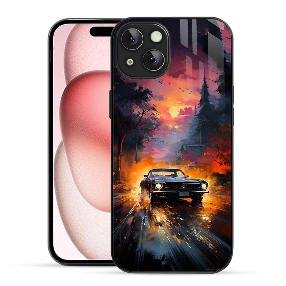 Bornstud 2D Glass Printed Car iPhone 15 Plus Back Cover - Sleek & Tough Mobile Case - Bornstud