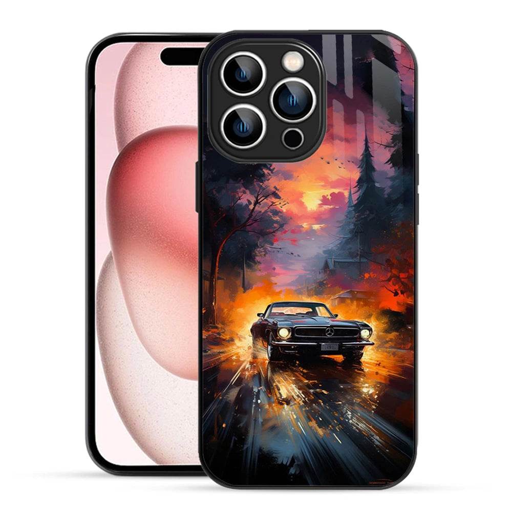 Bornstud 2D Glass Printed Car iPhone 15 Pro MAX Back Cover - Sleek & Tough Mobile Case - Bornstud