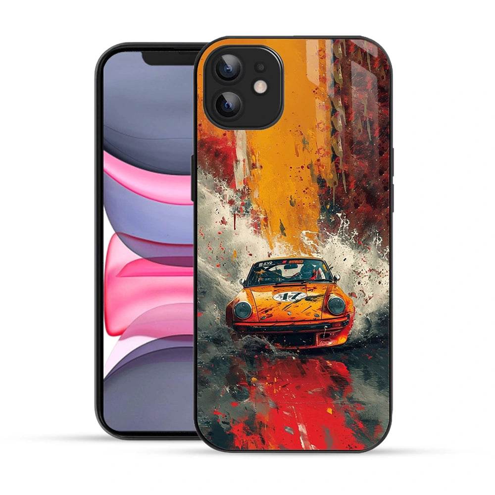 Bornstud 2D Glass Car Design iPhone Back Cover – Drive Style, Embrace Protection - Bornstud