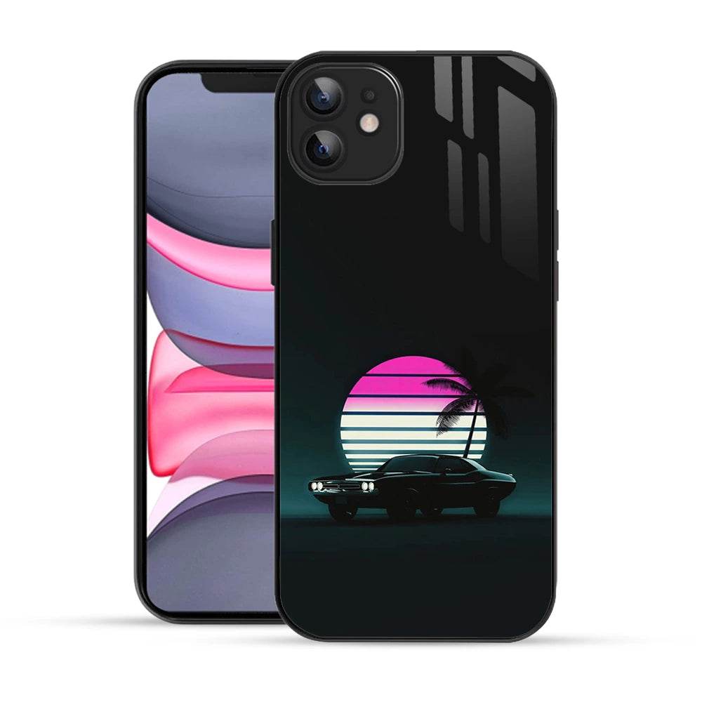 Bornstud 2D Glass Car Design iPhone Back Cover – Elegant & Protective - Bornstud