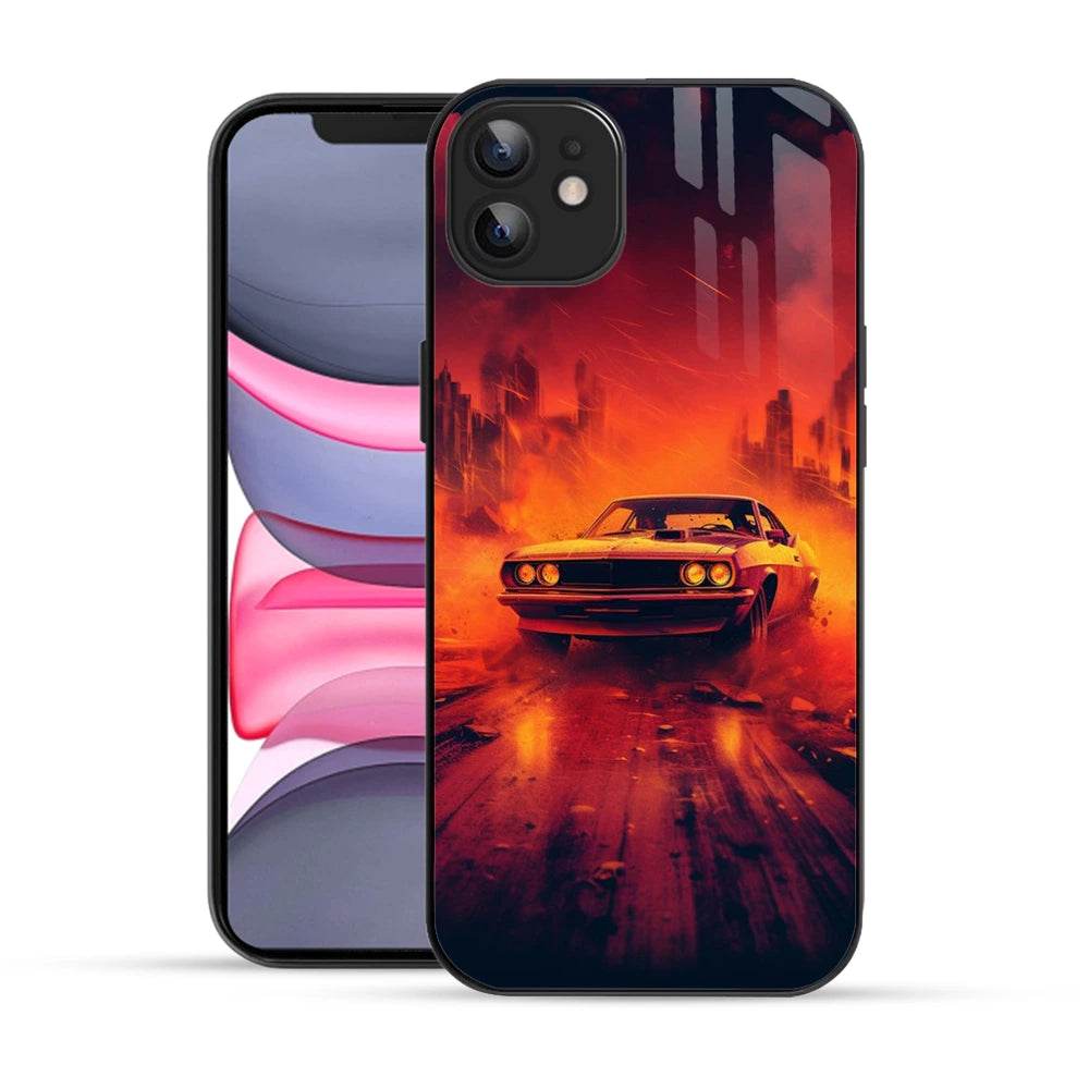 Bornstud 2D Glass MUSTANG-001 Print iPhone 12 Back Cover – Style & Protection - Bornstud