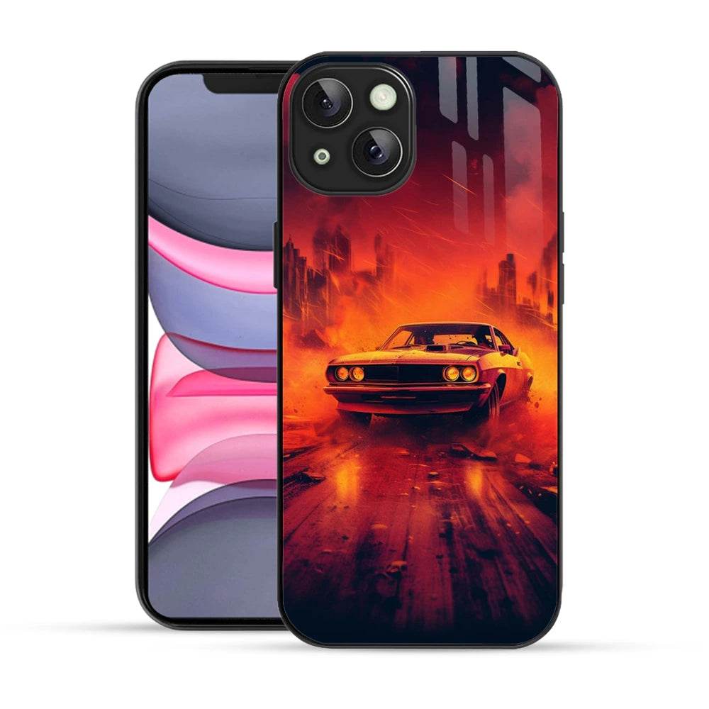 Bornstud 2D Glass MUSTANG-001 Print iPhone 13 Back Cover – Unique Design - Bornstud