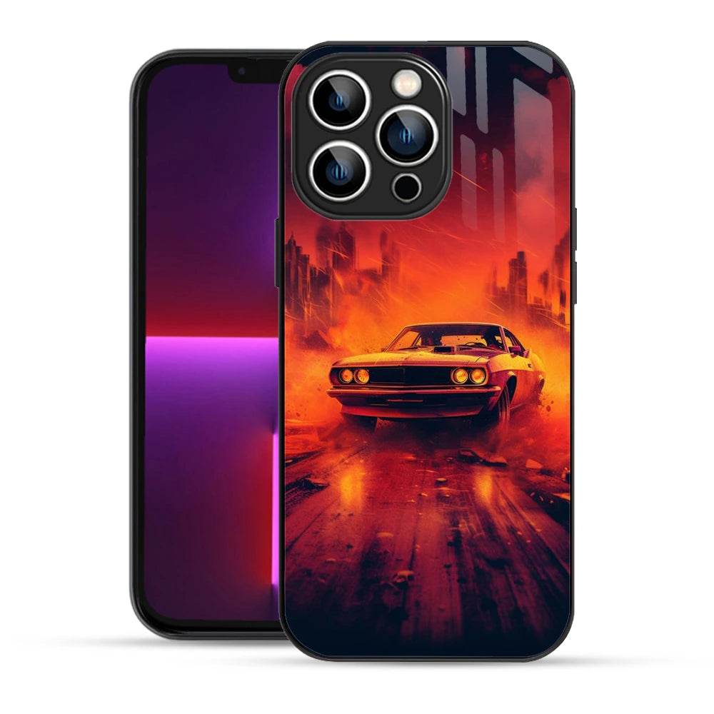 Bornstud 2D Glass MUSTANG-001 Print iPhone 13 Pro Cover – Bold & Protected - Bornstud