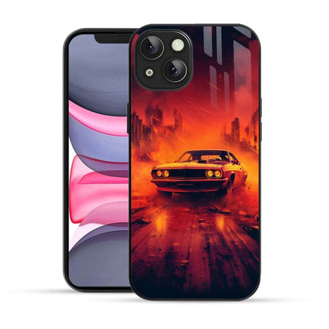 Bornstud 2D Glass MUSTANG-001 Print iPhone 14 Plus Back Cover – Sleek & Strong - Bornstud