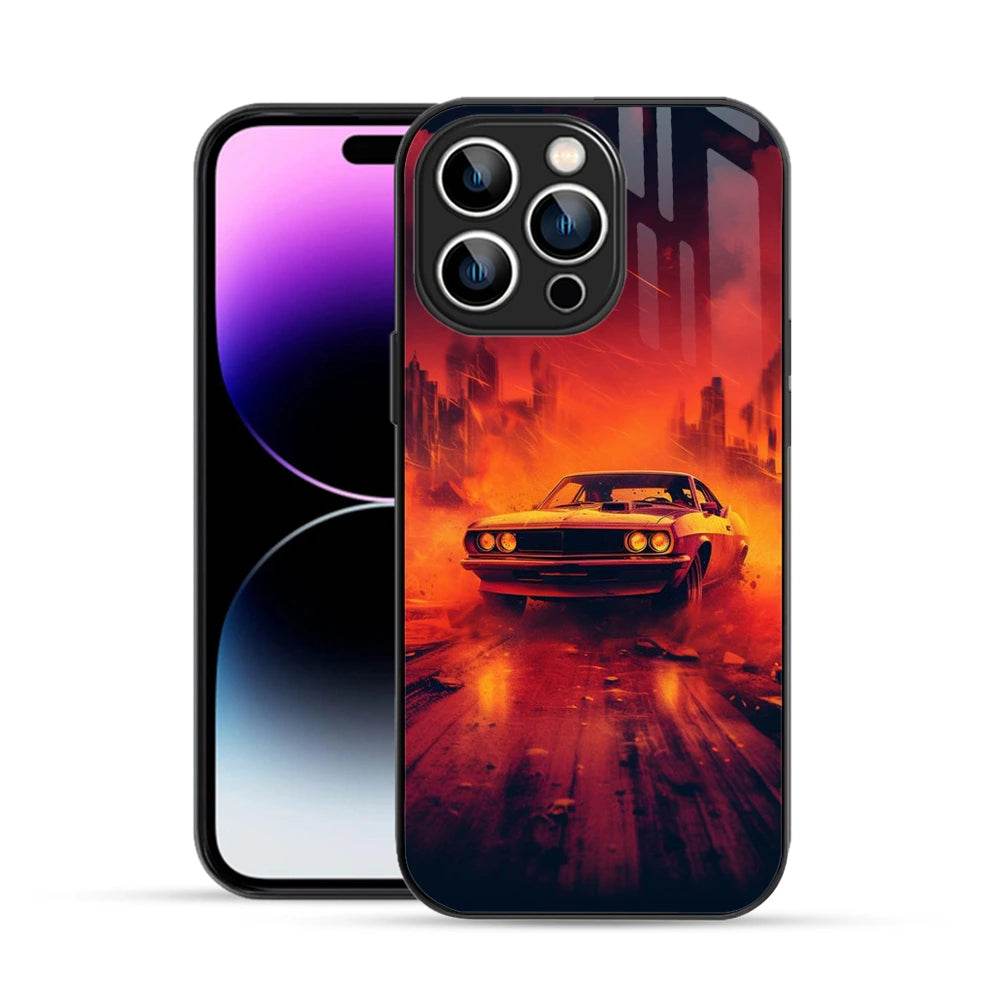 Bornstud 2D Glass MUSTANG-001 Design iPhone 14 Pro Max Cover – Stylish & Tough - Bornstud