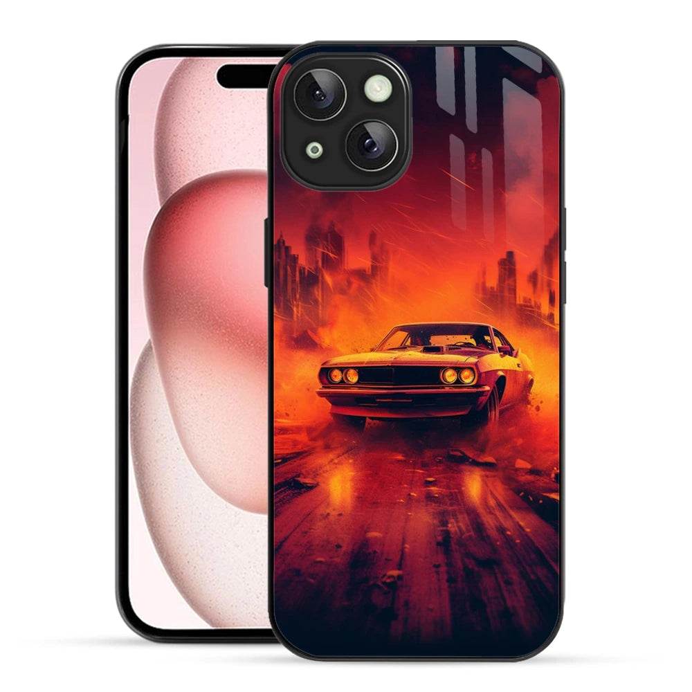 Bornstud 2D Glass MUSTANG-001 Print iPhone 15 Case – Bold & Unique Style - Bornstud