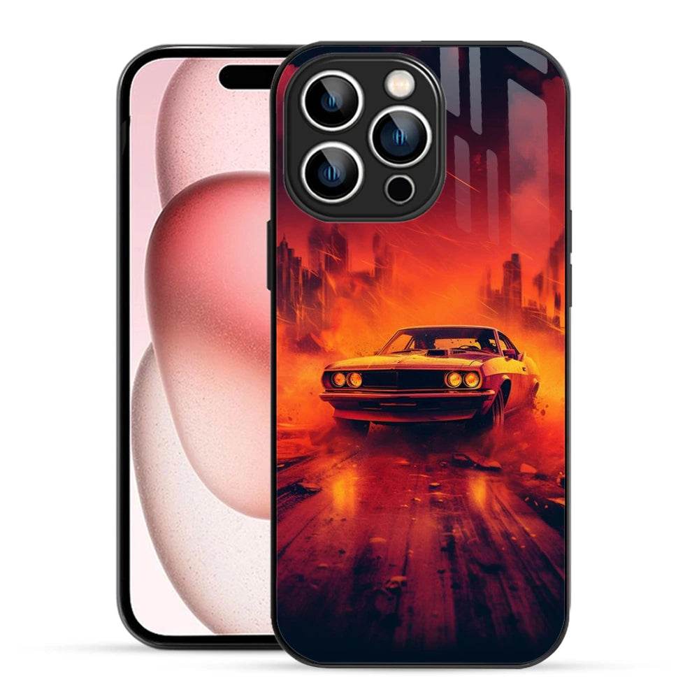 Bornstud 2D Glass MUSTANG-001 Print iPhone 15 Pro Max Case – Distinctive & Durable - Bornstud