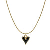 Midnight Black Enamel Puffy Heart Snake Chain Necklace