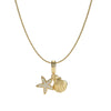 Dual Coastal Starfish & Seashell Charm Snake Chain Necklace