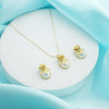 Vintage Rose & Pearl Jewelry Set - Gold Floral Pendant Necklace & Matching Rose Stud Earrings