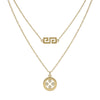 Elegant Dual Layer Crystal Charm Necklace