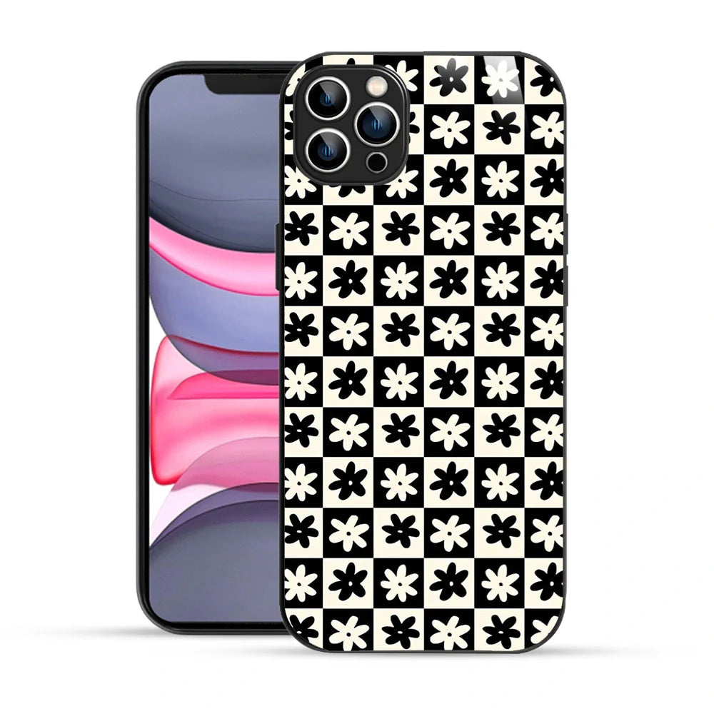 Bornstud Retro Floral Checkered Printed Case for iPhone 12 Pro