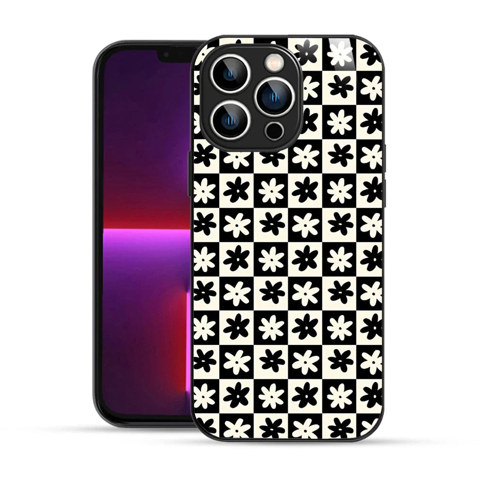 Bornstud Retro Floral Checkered Printed Case for iPhone 13 Pro