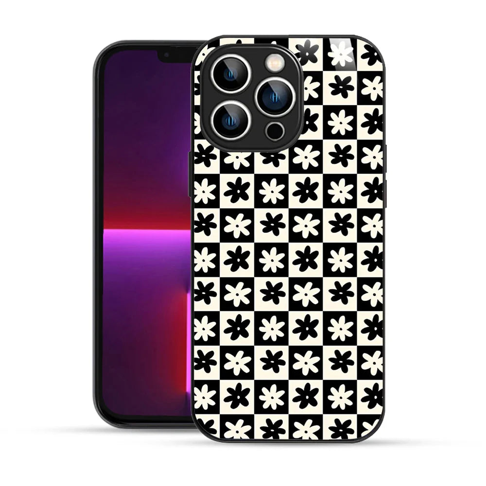 Bornstud Retro Floral Checkered Printed Case for iPhone 13 Pro Max
