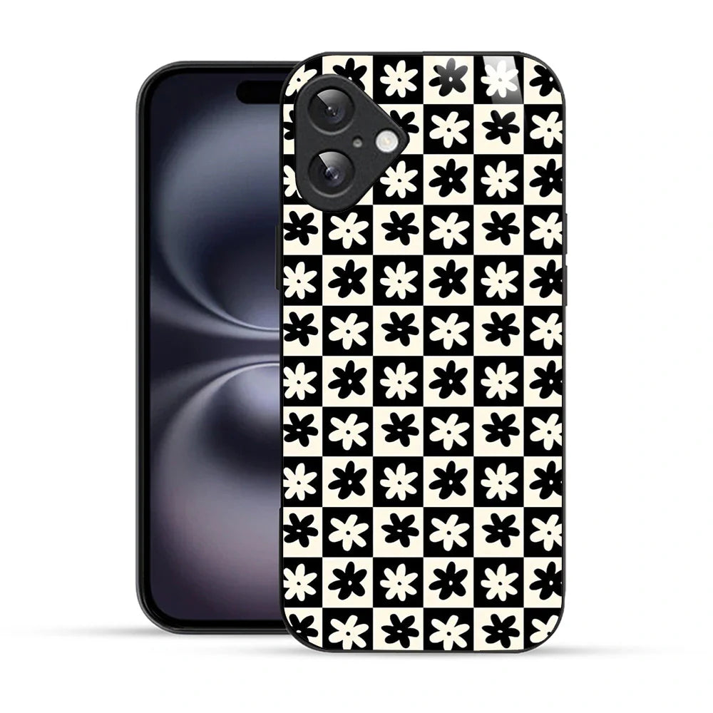 Bornstud Retro Floral Checkered Printed Case for iPhone 16