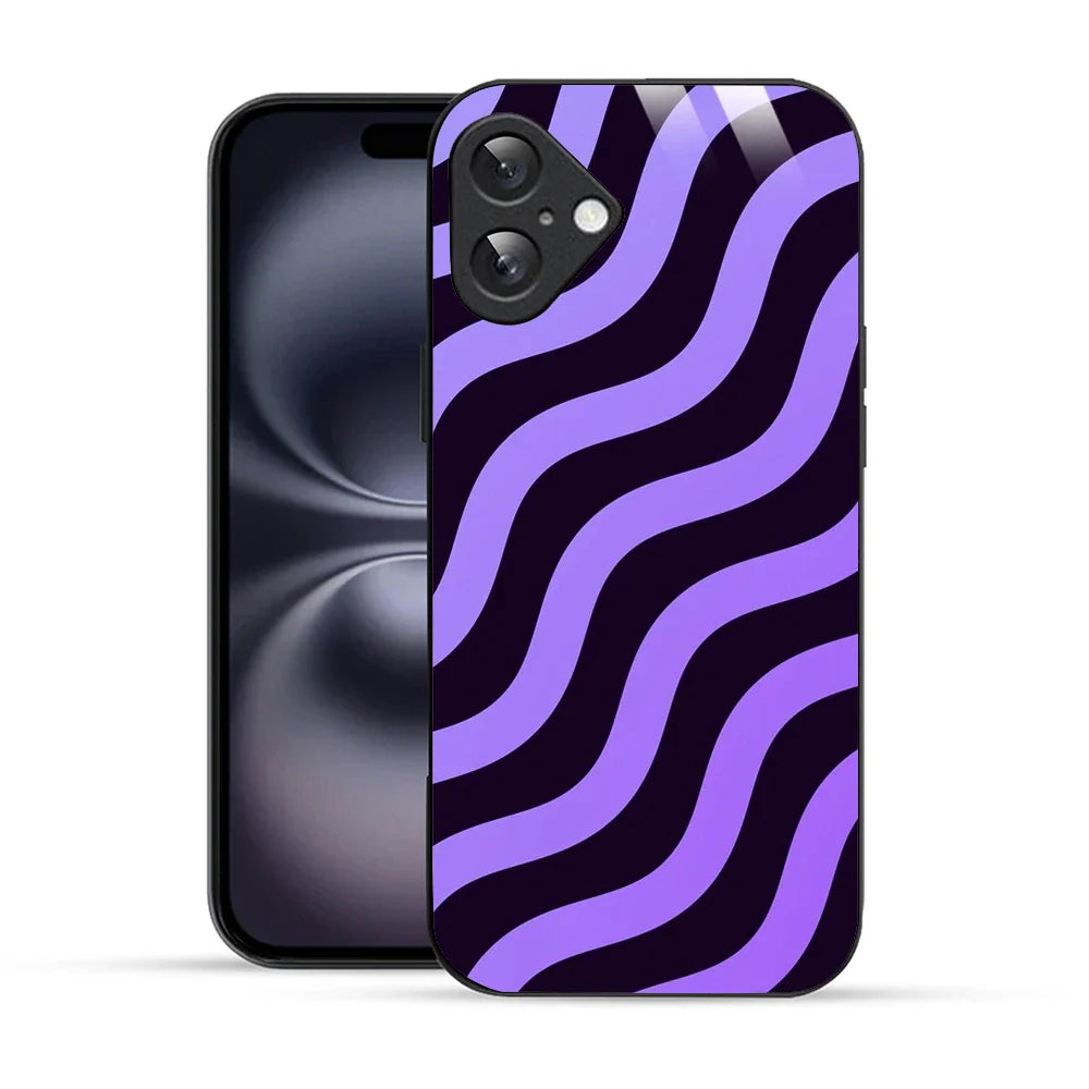 Bornstud Wavy Purple Aesthetic Printed Case for iPhone 16 Plus