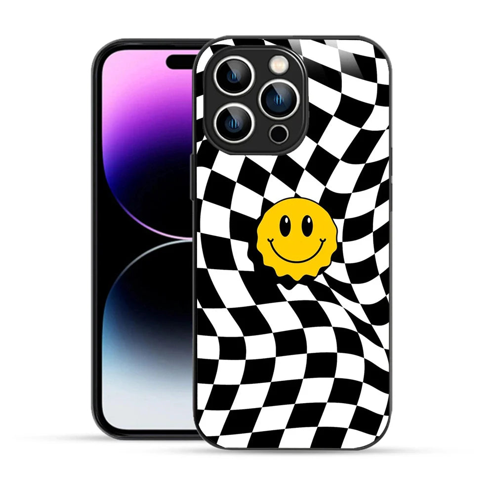 Bornstud Wavy Smile Check Printed Case for iPhone 14 Pro