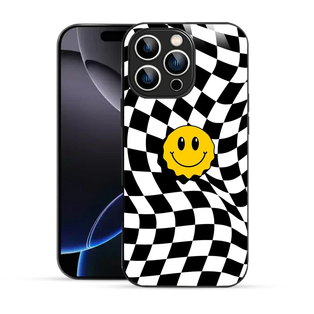Bornstud Wavy Smile Check Printed Case for iPhone 16 Pro Max