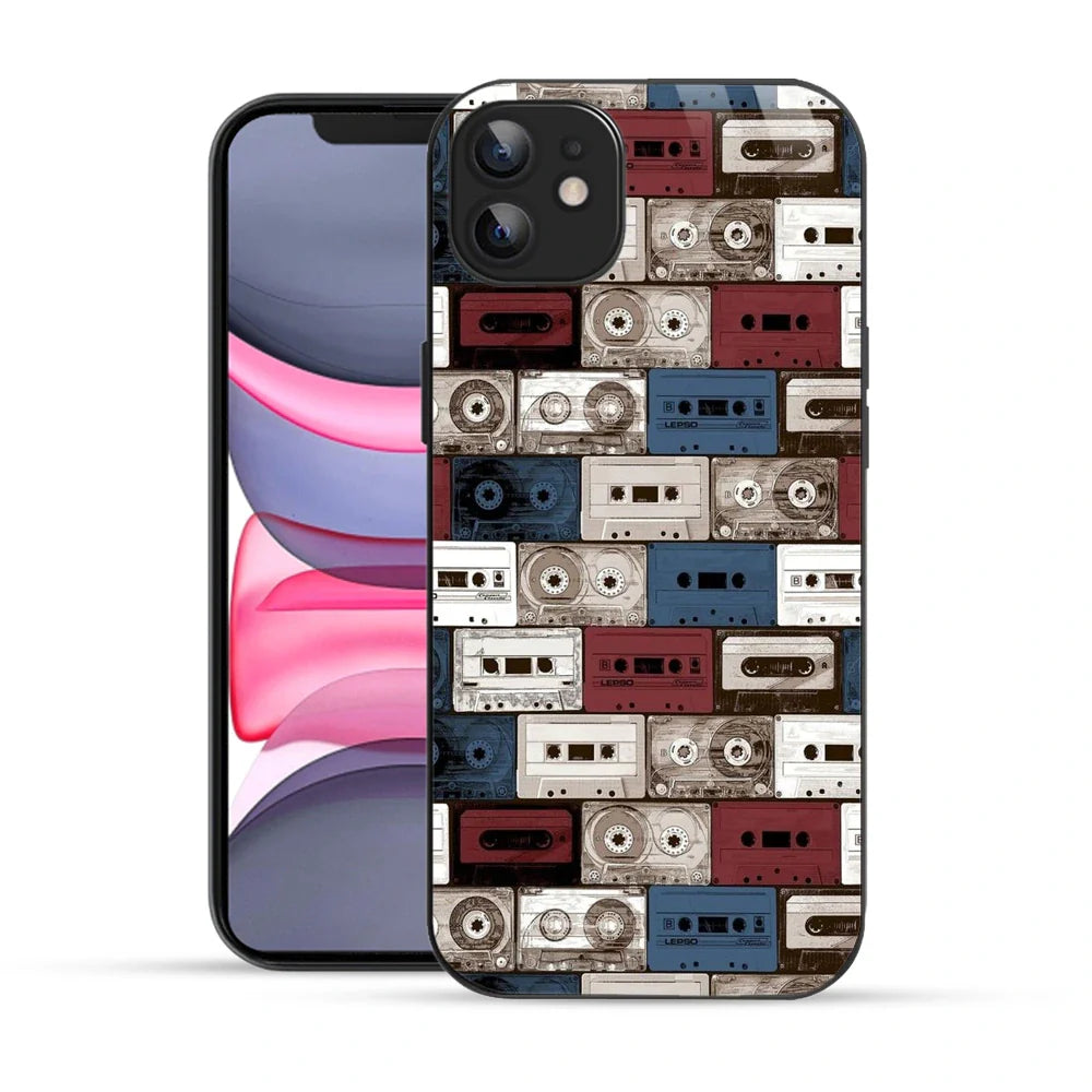 Bornstud Retro Tape Stack Printed Case for iPhone 11
