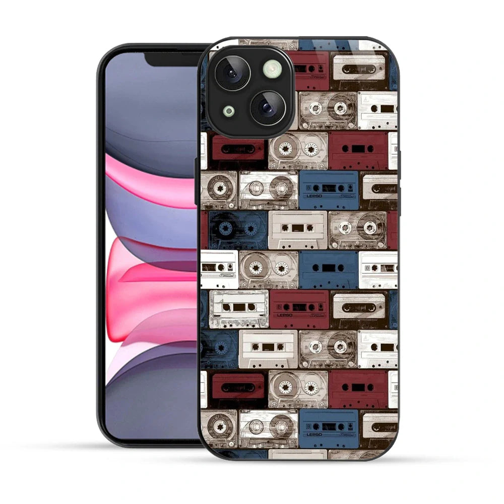 Bornstud Retro Tape Stack Printed Case for iPhone 13