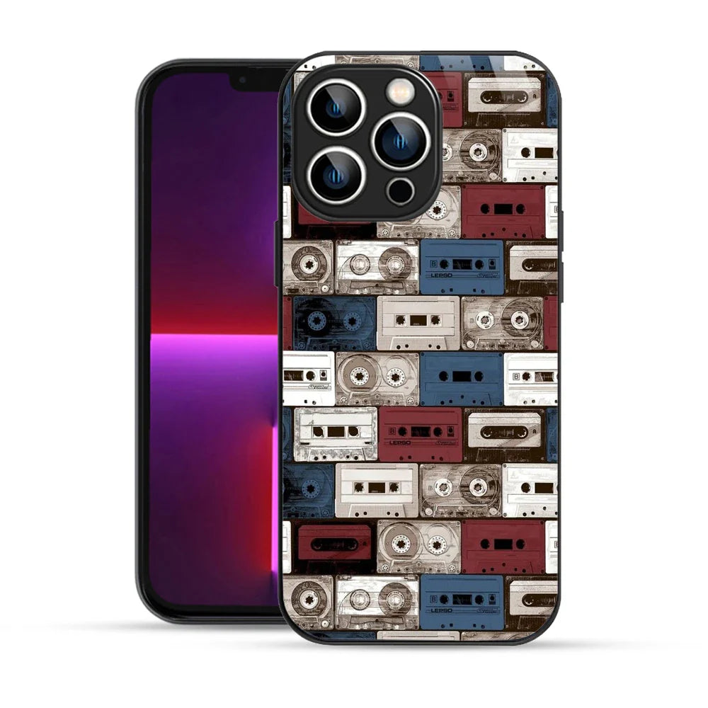 Bornstud Retro Tape Stack Printed Case for iPhone 13 Pro