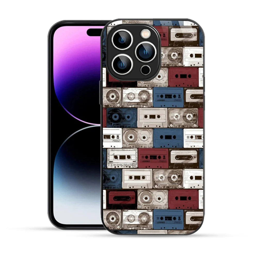 Bornstud Retro Tape Stack Printed Case for iPhone 14 Pro Max