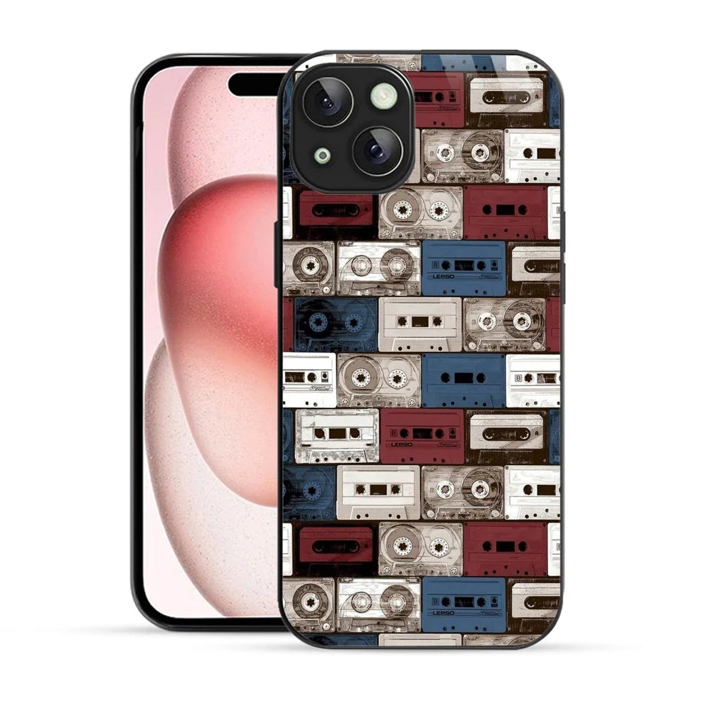Bornstud Retro Tape Stack Printed Case for iPhone 15