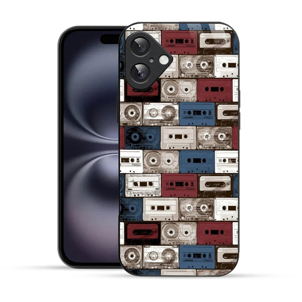 Bornstud Retro Tape Stack Printed Case for iPhone 16 Plus