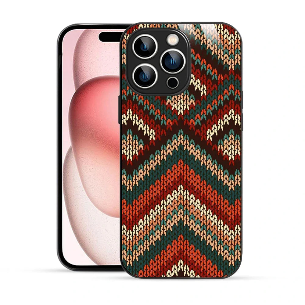 Bornstud Cozy Knit Chevron Printed Case for iPhone 15 Pro