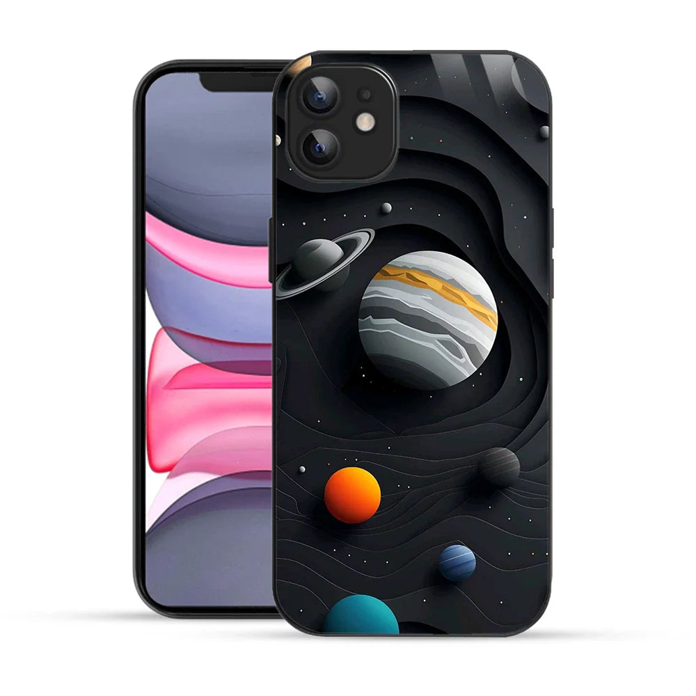 Bornstud Galaxy Solar collage Black Printed Case for iPhone 12
