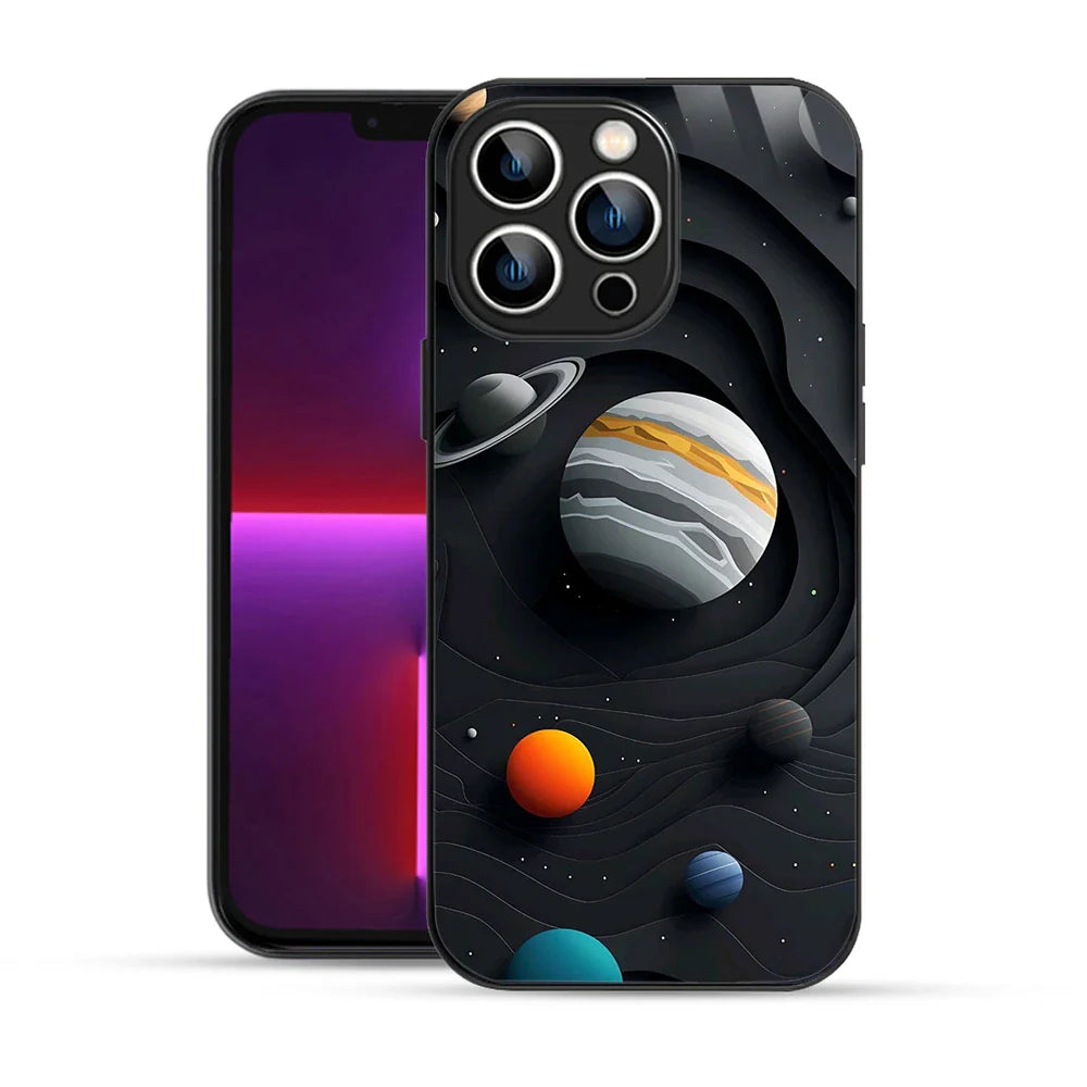 Bornstud Galaxy Solar collage Black Printed Case for iPhone 13 Pro Max