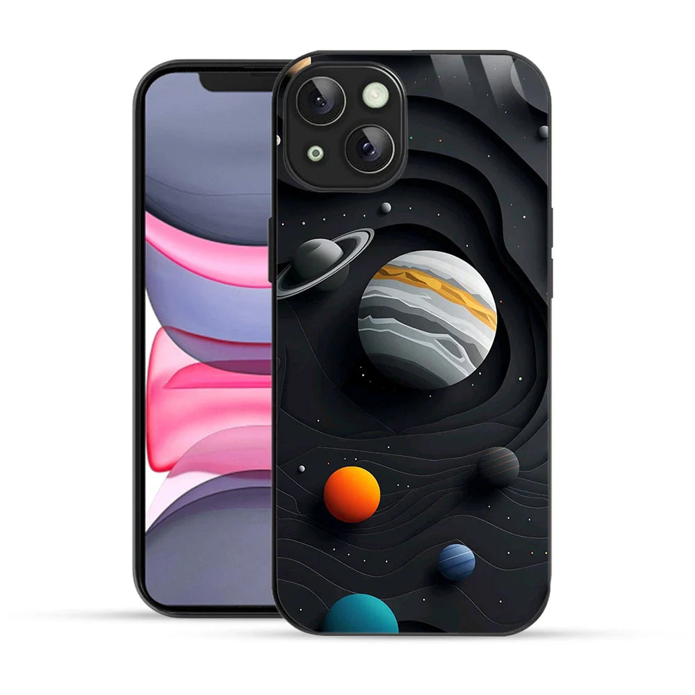 Bornstud Galaxy Solar collage Black Printed Case for iPhone 14
