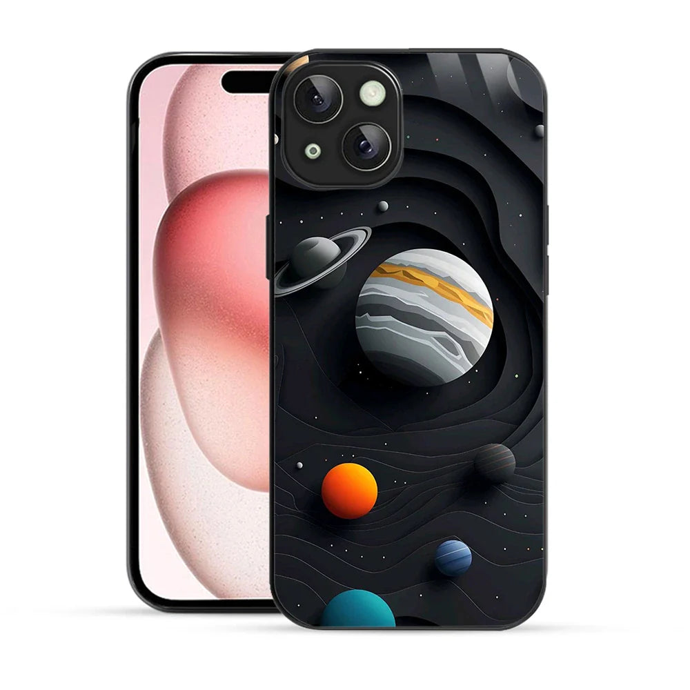 Bornstud Galaxy Solar collage Black Printed Case for iPhone 15 Plus