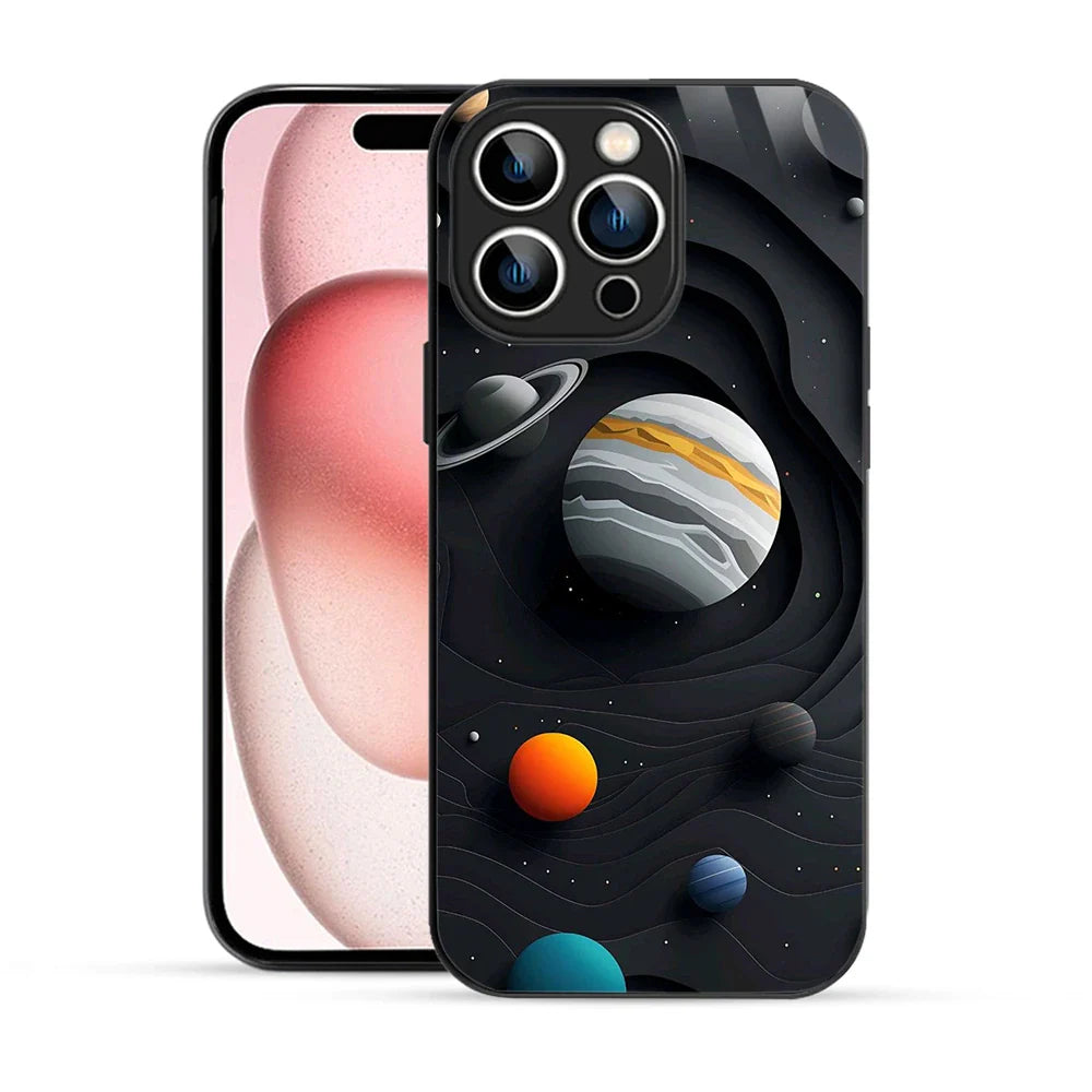 Bornstud Galaxy Solar collage Black Printed Case for iPhone 15 Pro