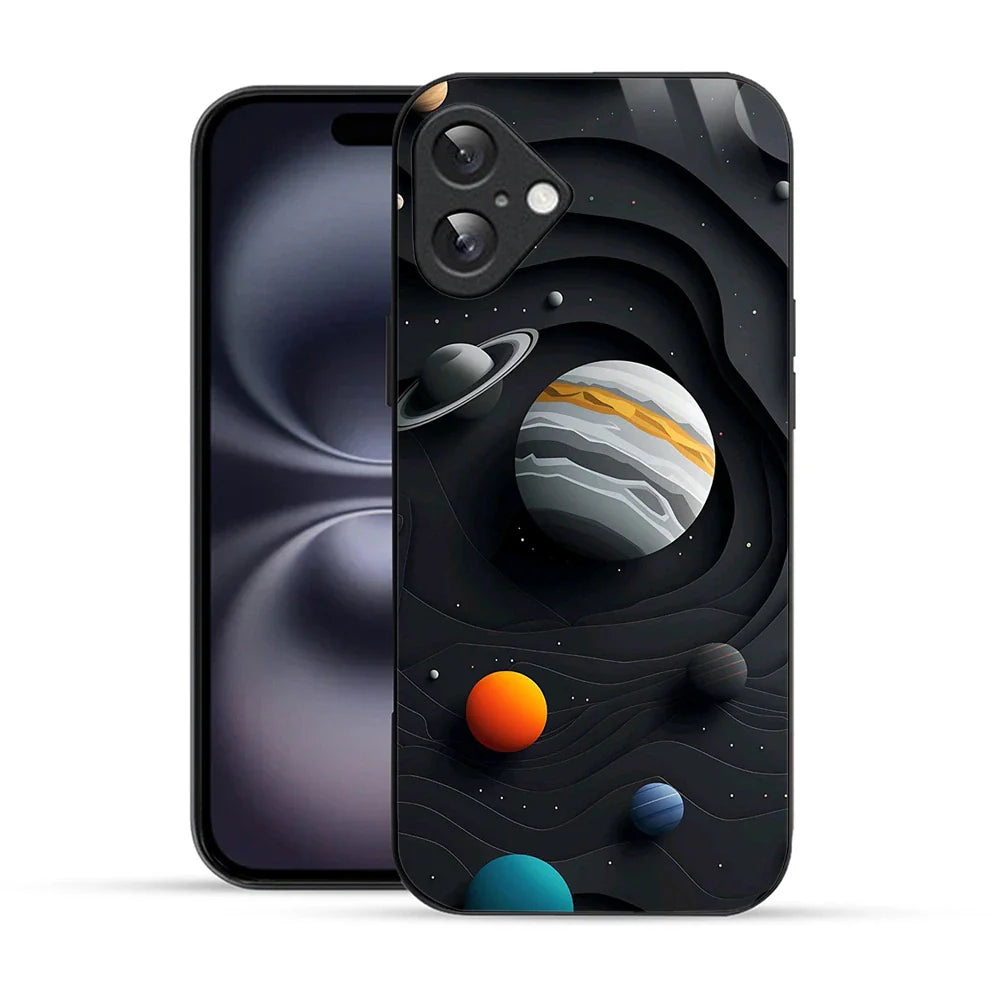 Bornstud Galaxy Solar collage Black Printed Case for iPhone 16 Plus