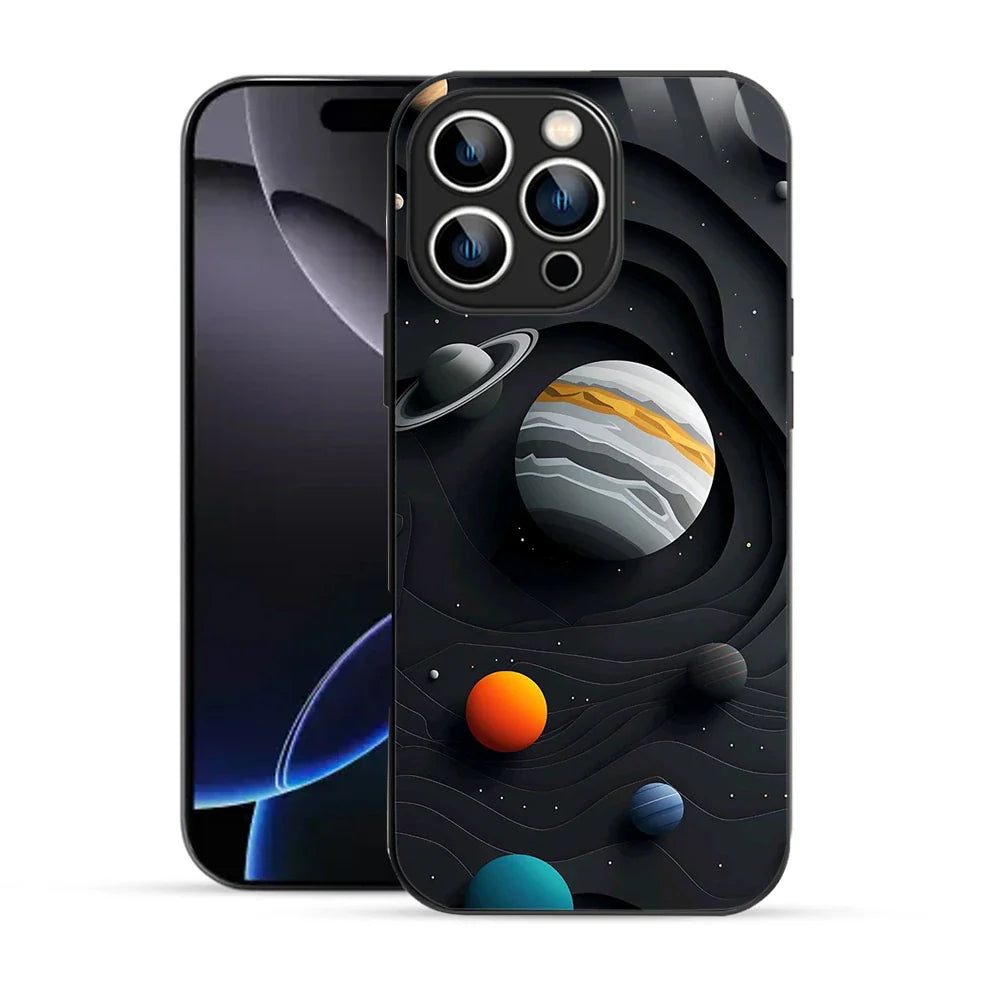 Bornstud Galaxy Solar collage Black Printed Case for iPhone 16 Pro Max